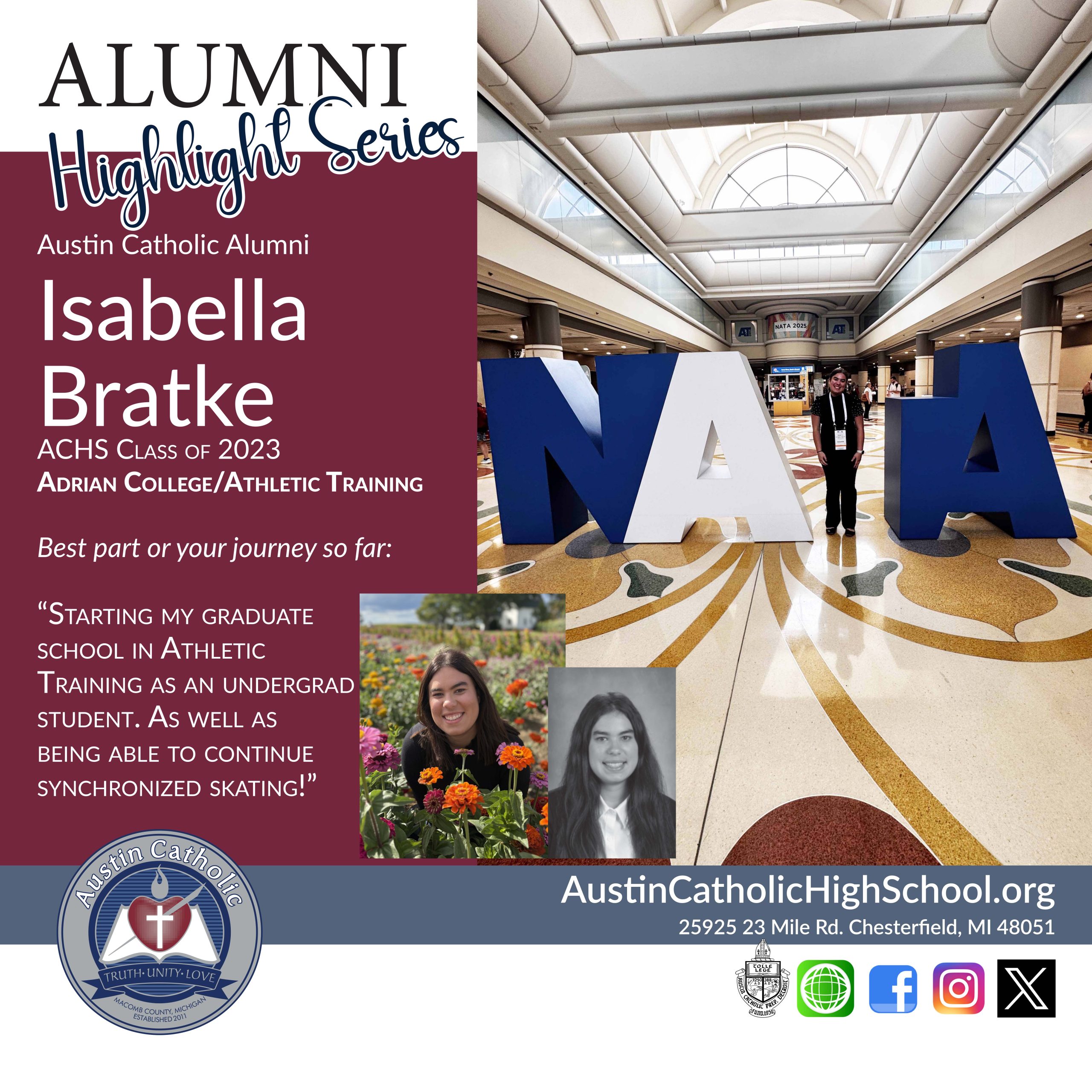 Isabella Bratke Adrian College Austin Catholic High School 