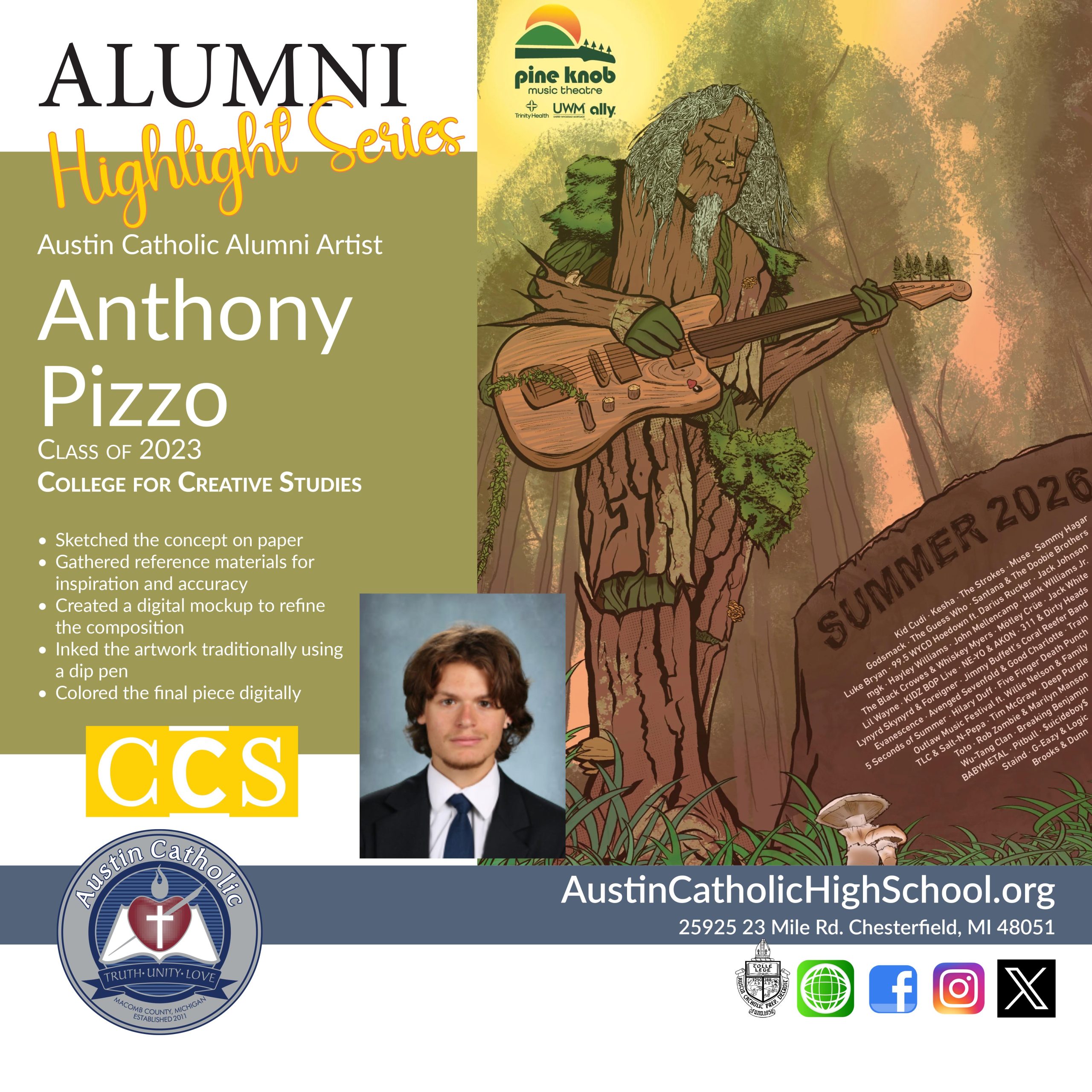 Anthony Pizzo College for Creative Studies CCS Austin Catholic High School Pine Knob